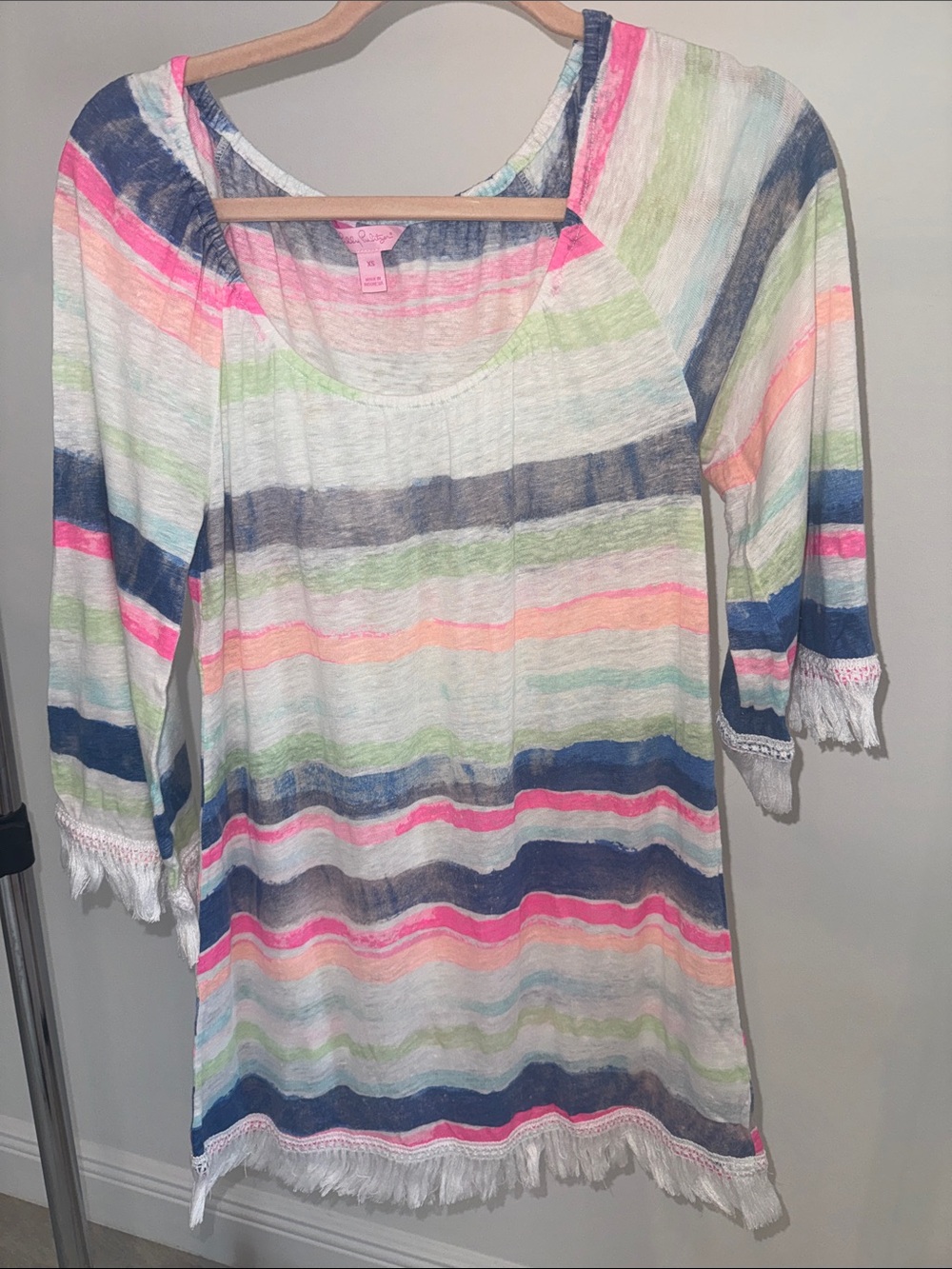 Lilly Pulitzer Pink, Navy & Mint Striped Tunic Dress/Coverup